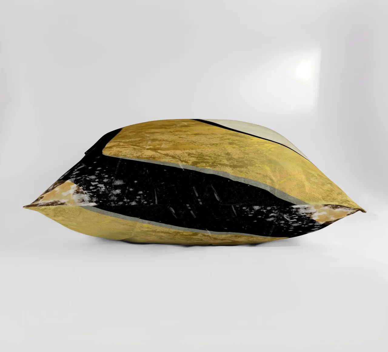 Abstract art black with gold and beige in waves cuscino da vintageshop