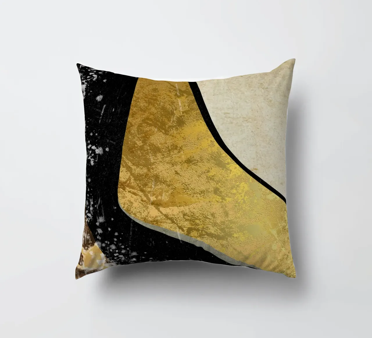 Abstract art black with gold and beige in waves cuscino da vintageshop