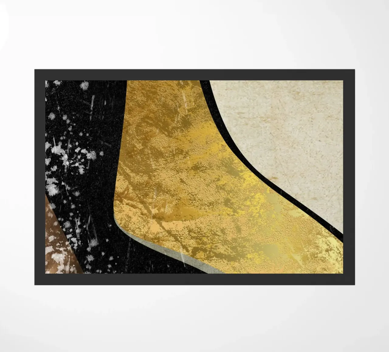 Abstract art black with gold and beige in waves zerbino da vintageshop