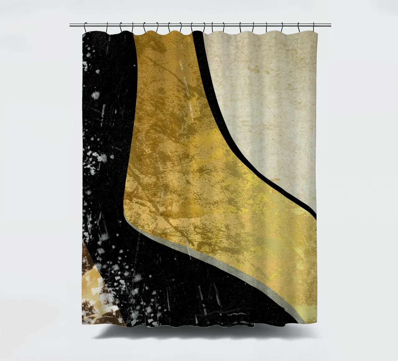 Abstract art black with gold and beige in waves tenda da doccia da vintageshop