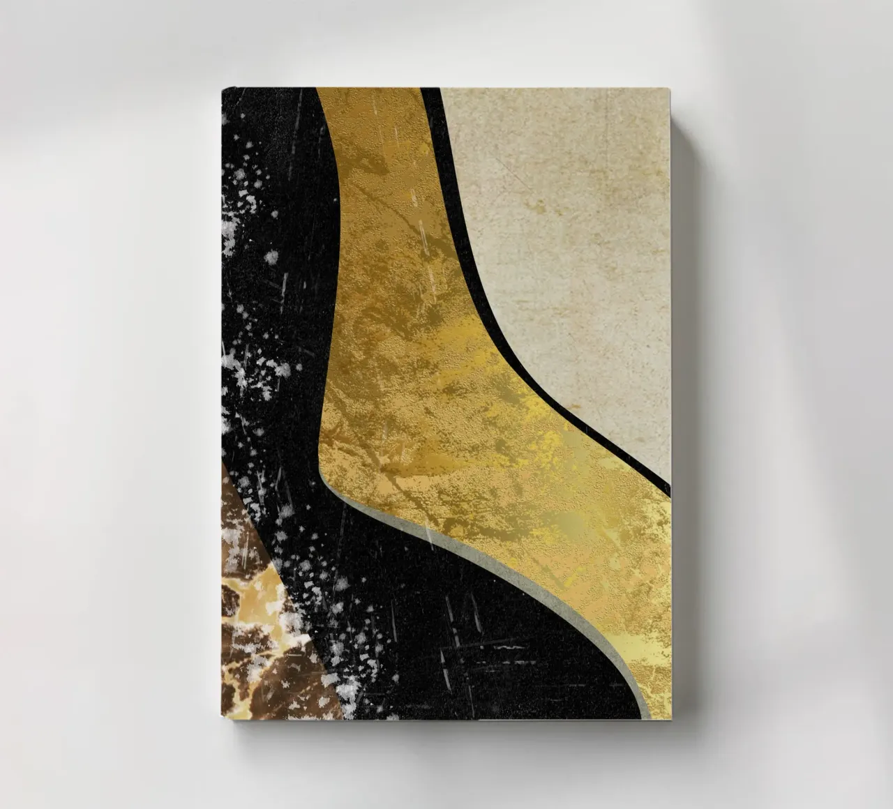 Abstract art black with gold and beige in waves Notizbuch von vintageshop