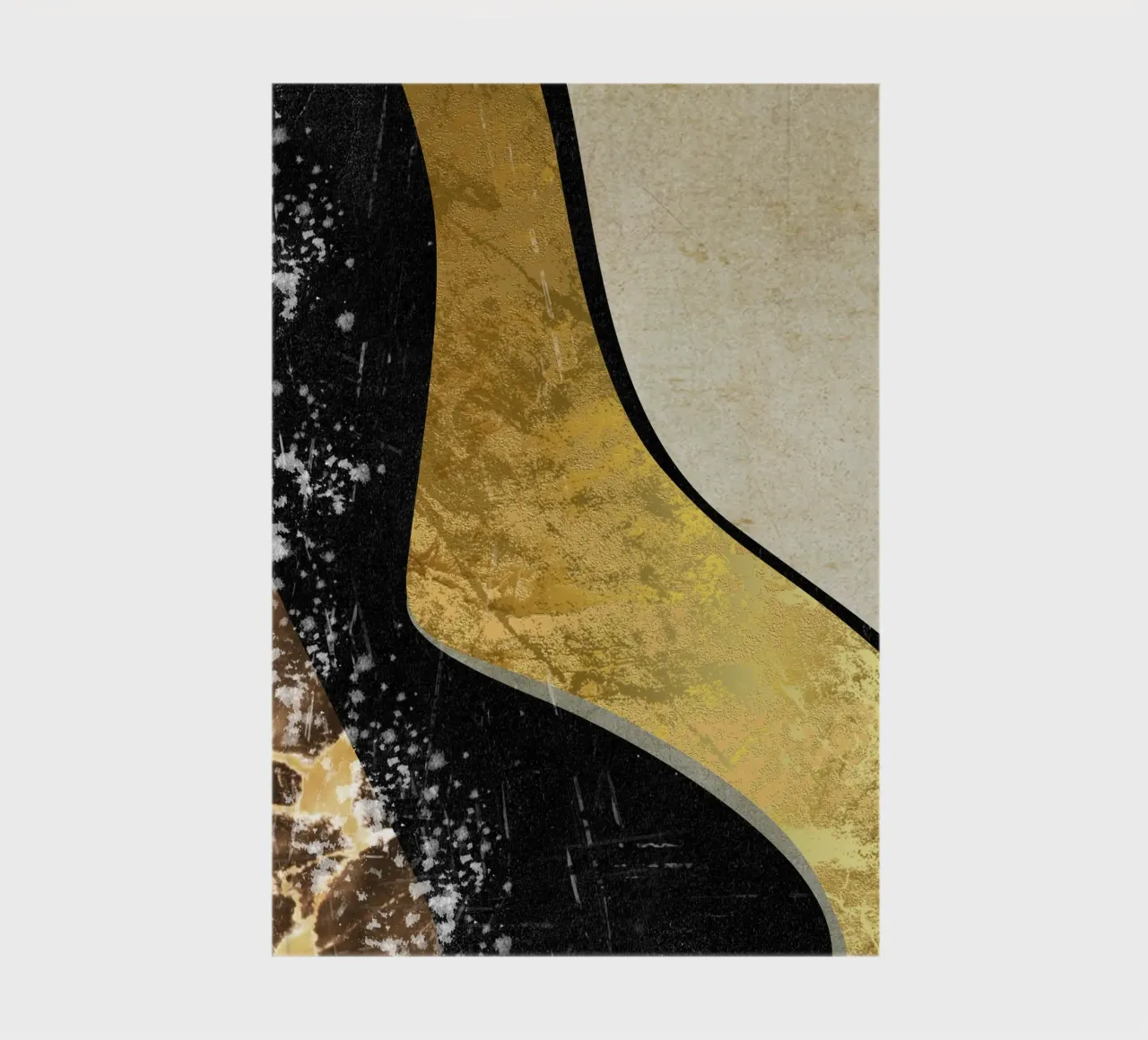Abstract art black with gold and beige in waves Notizbuch von vintageshop