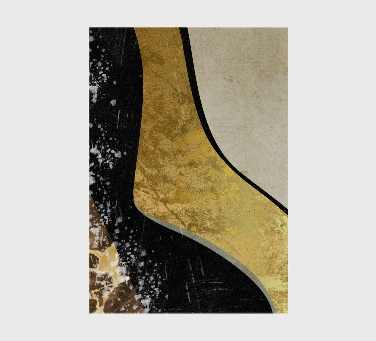 Abstract art black with gold and beige in waves Notizbuch von vintageshop