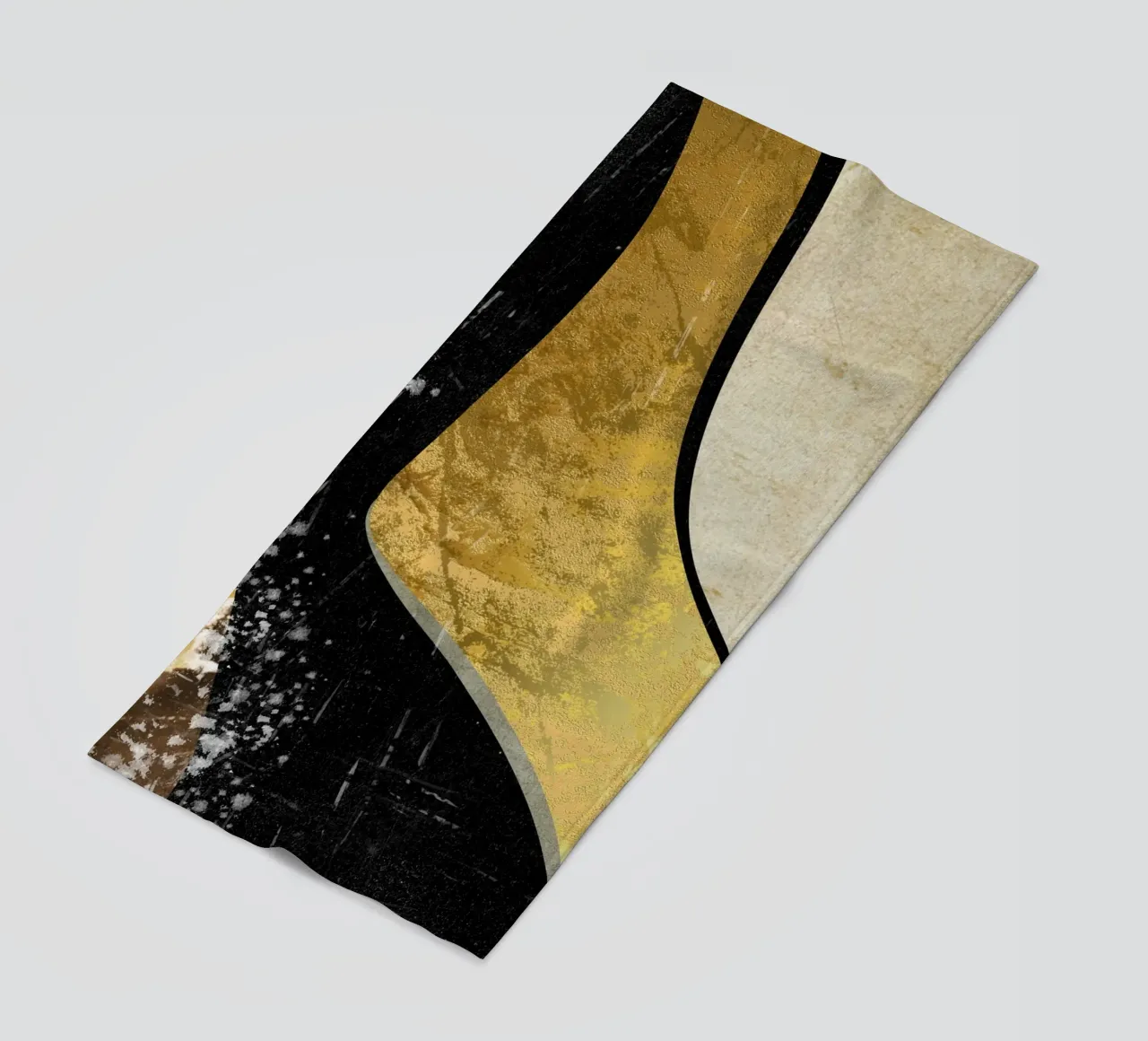 Abstract art black with gold and beige in waves telo mare da vintageshop
