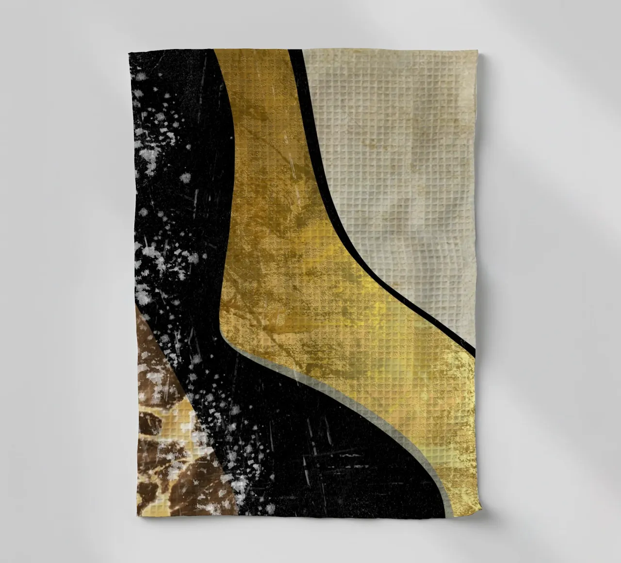 Abstract art black with gold and beige in waves canovaccio da cucina da vintageshop