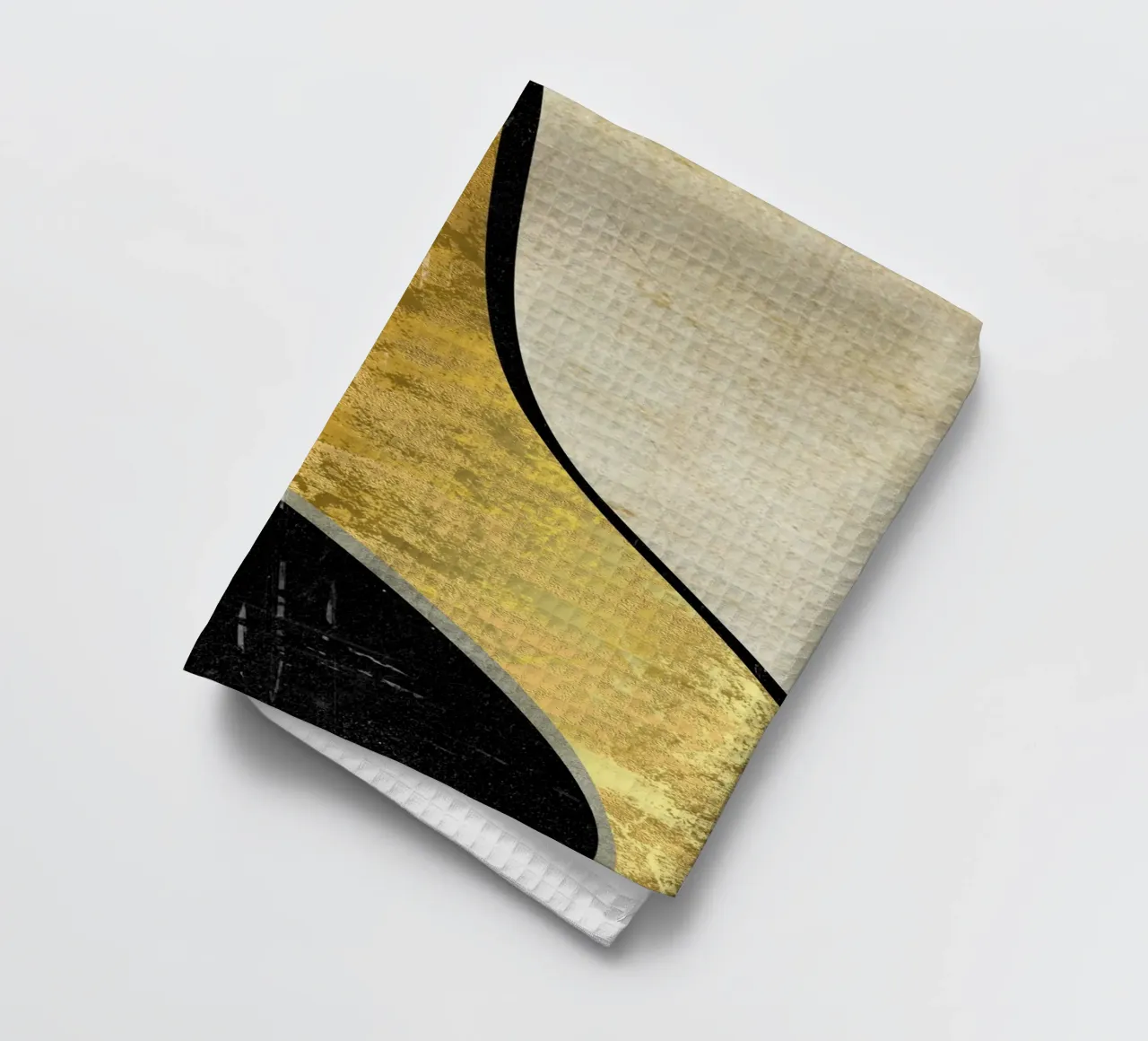 Abstract art black with gold and beige in waves canovaccio da cucina da vintageshop