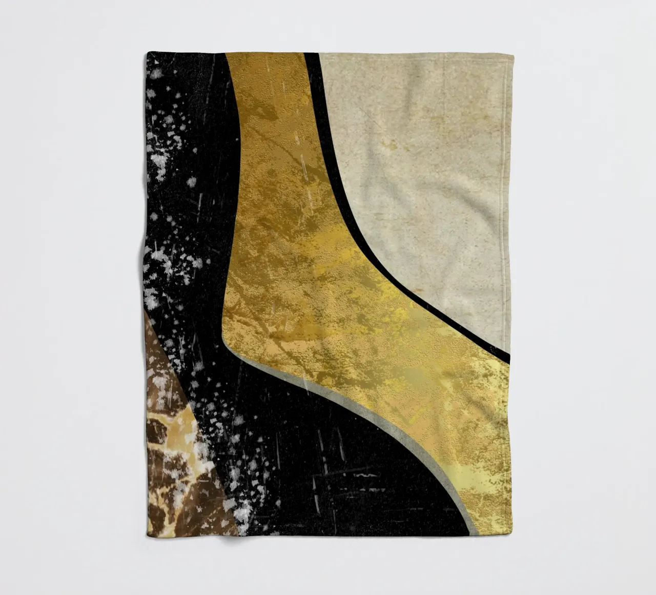 Abstract art black with gold and beige in waves coperta in pile da vintageshop