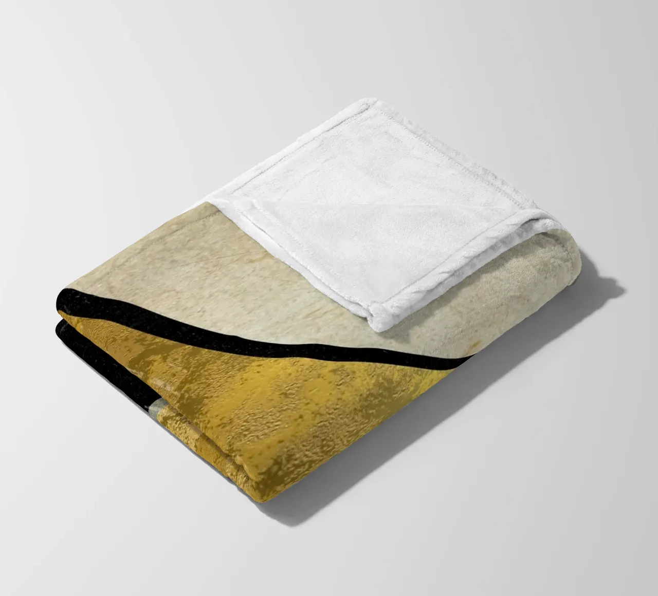 Abstract art black with gold and beige in waves coperta in pile da vintageshop