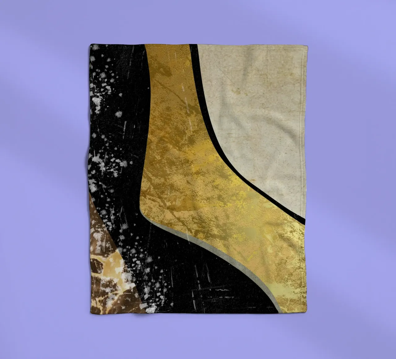 Abstract art black with gold and beige in waves coperta in pile da vintageshop