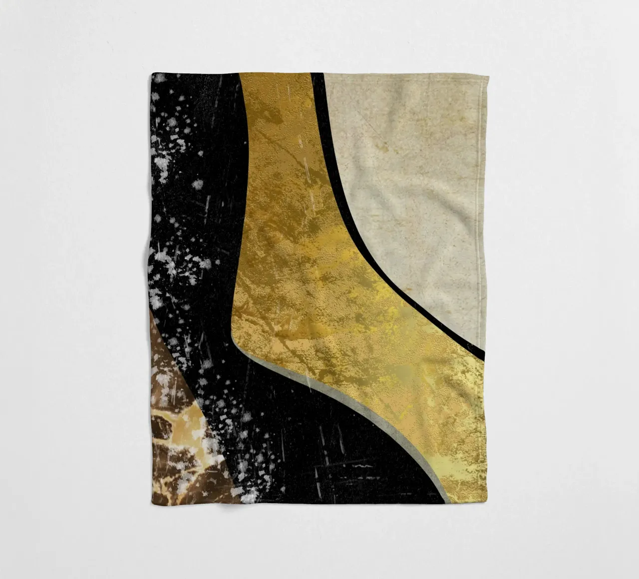 Abstract art black with gold and beige in waves coperta in pile da vintageshop