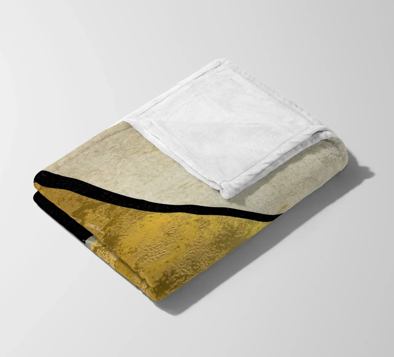 Abstract art black with gold and beige in waves coperta in pile da vintageshop