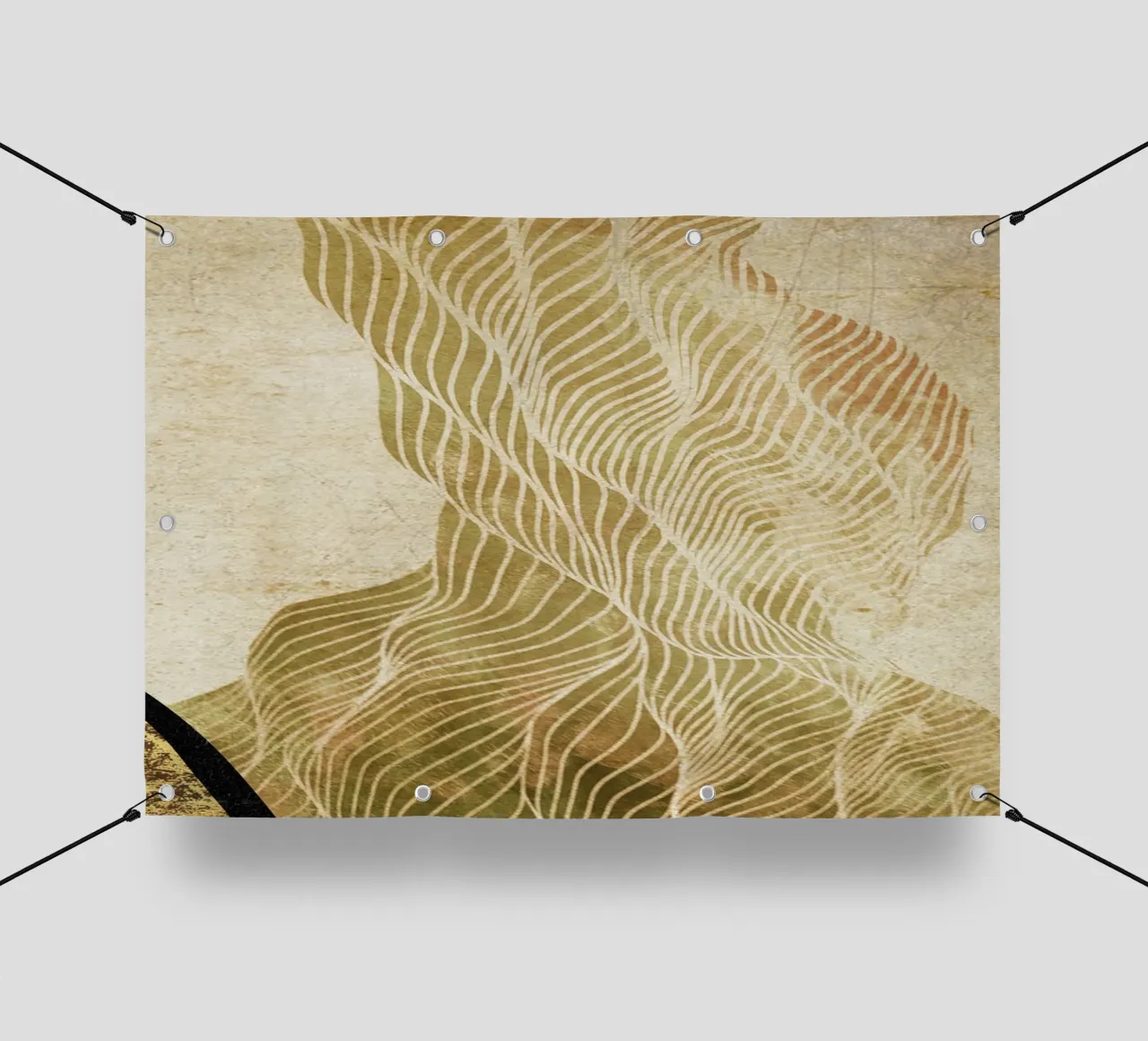 Abstract art organic white lines telo in pvc da vintageshop