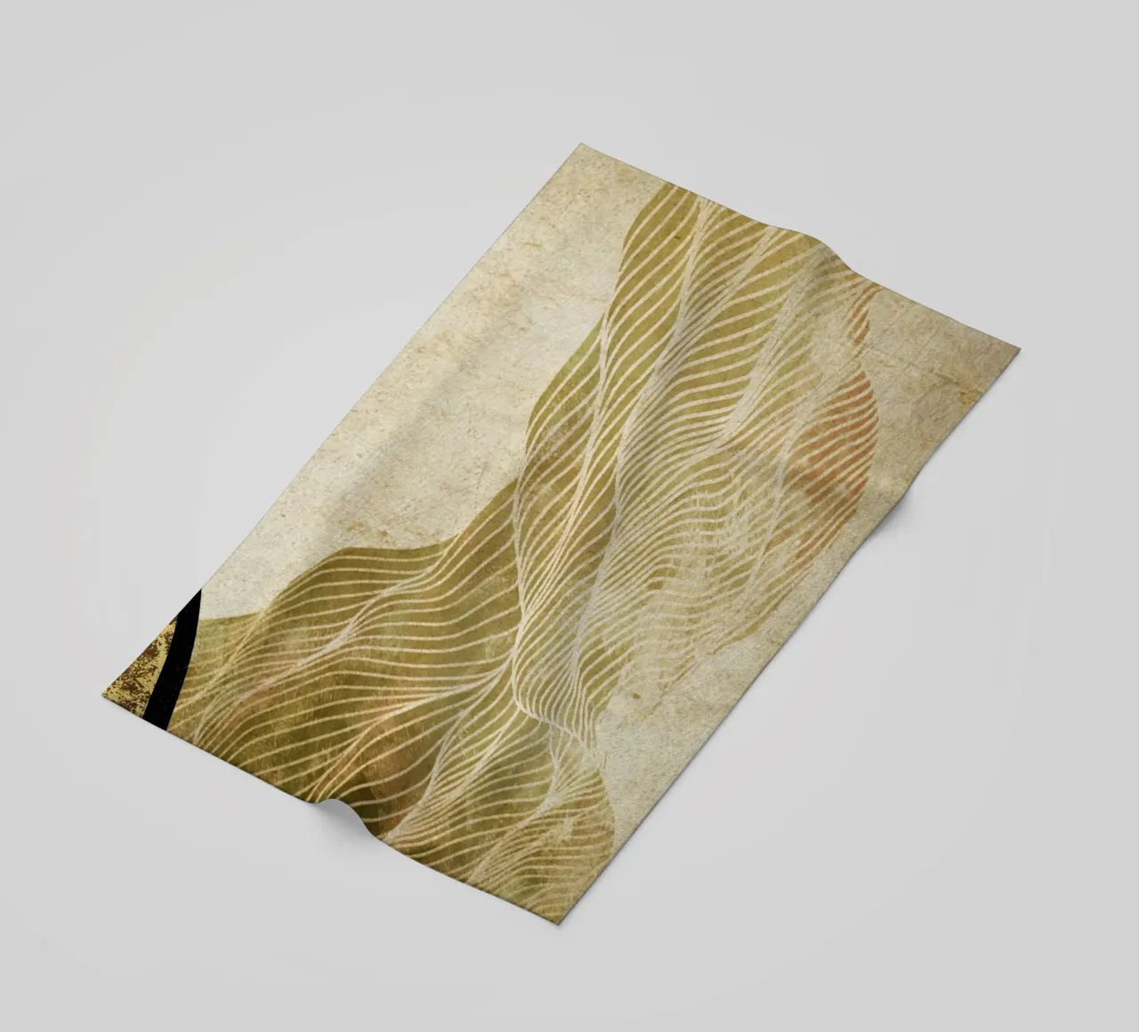 Abstract art organic white lines telo mare da vintageshop