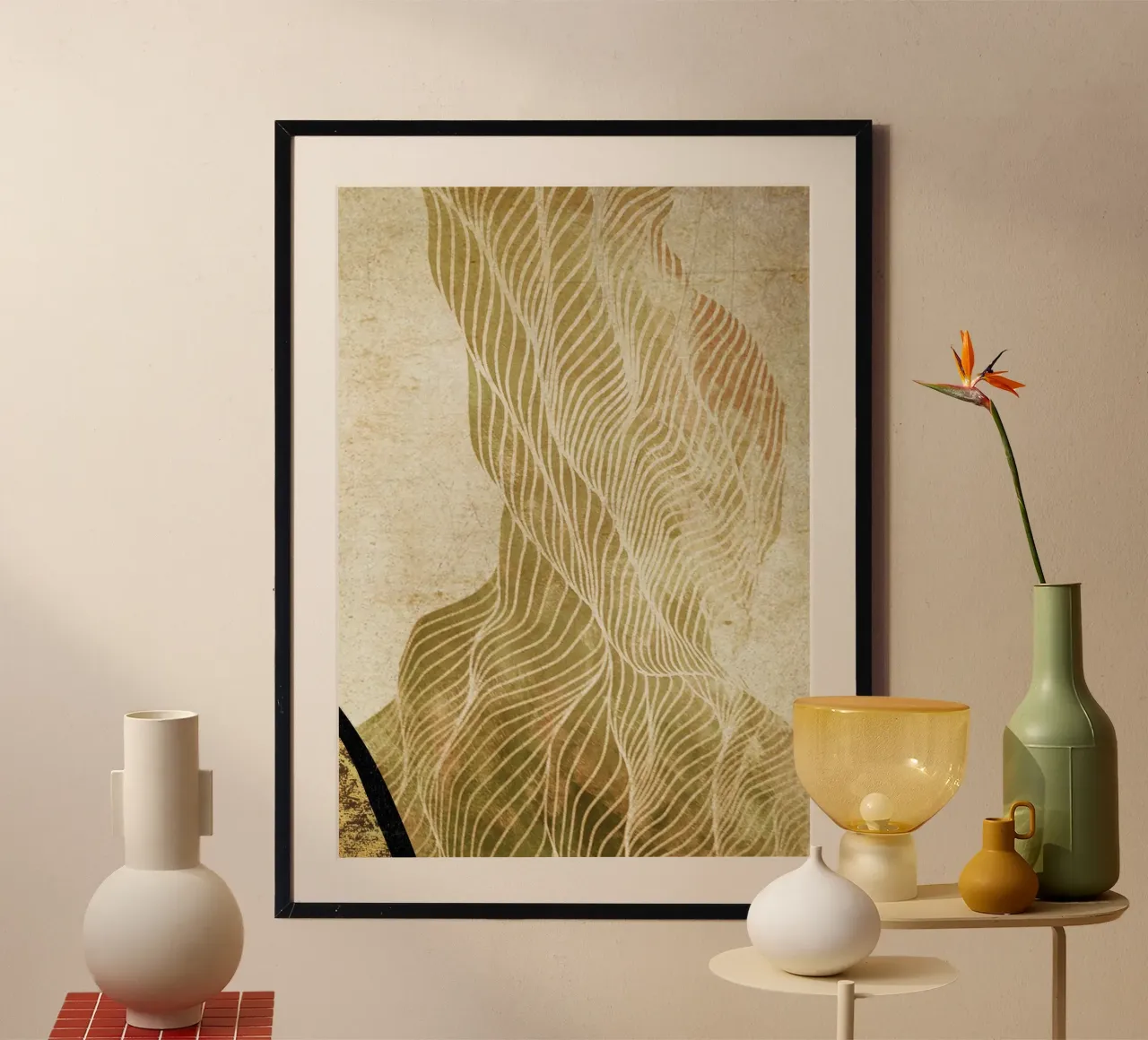 Abstract art organic white lines carta hahnemühle da vintageshop