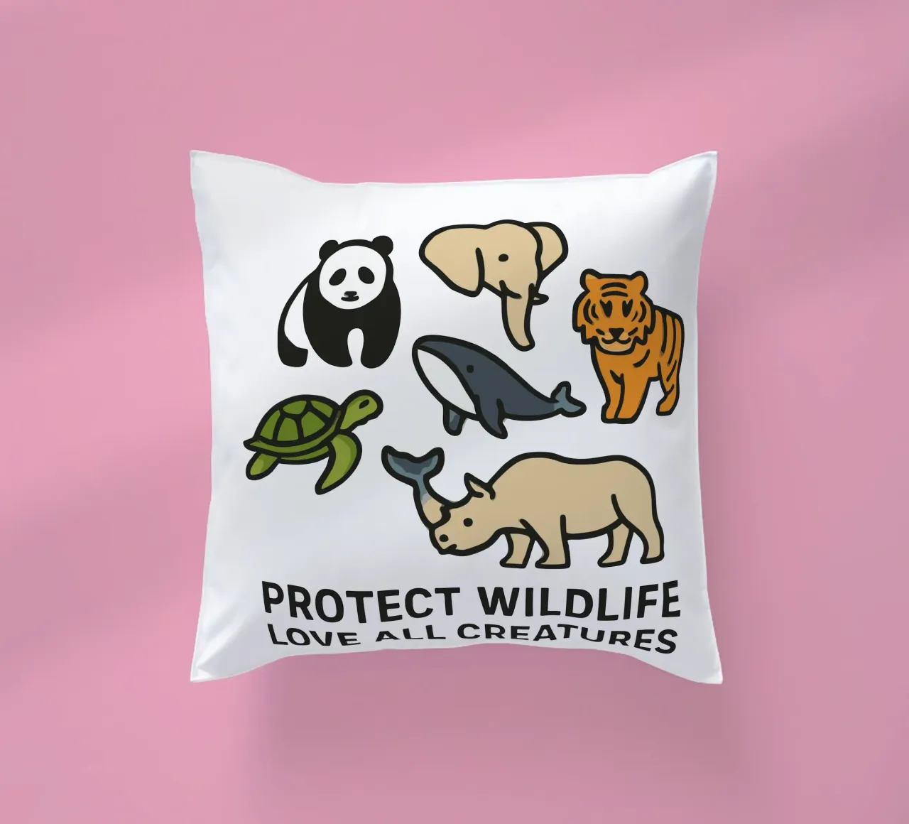Proteggere la fauna selvatica Amare tutte le creature - Contro gli animali in via di estinzione cuscino da artdesign1985