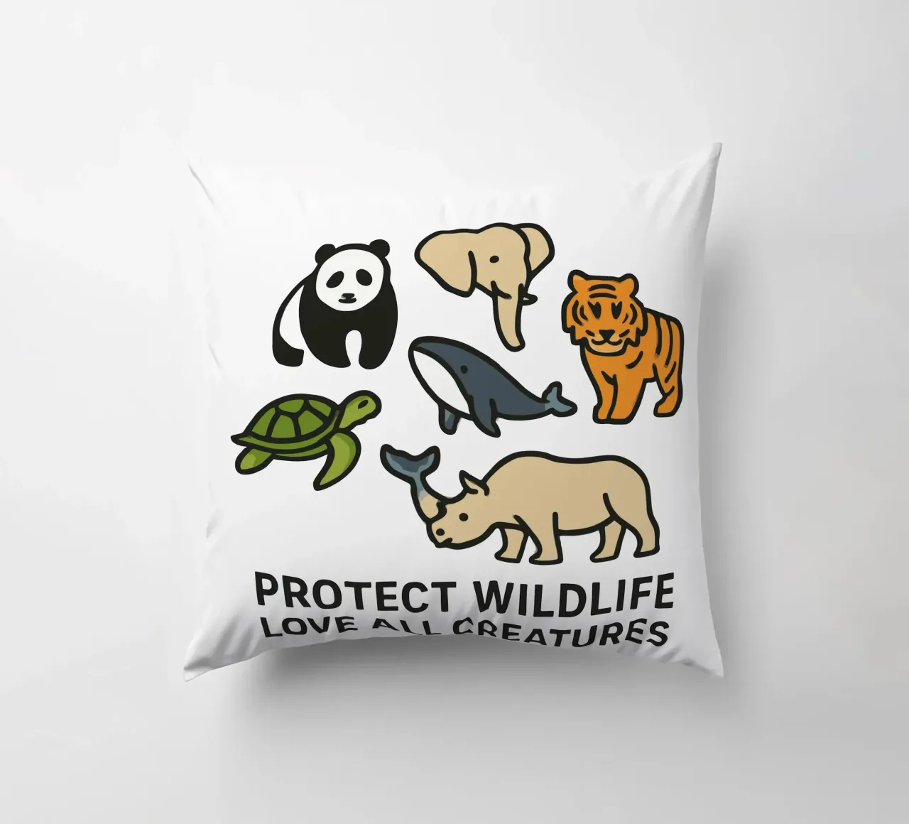 Proteggere la fauna selvatica Amare tutte le creature - Contro gli animali in via di estinzione cuscino da artdesign1985