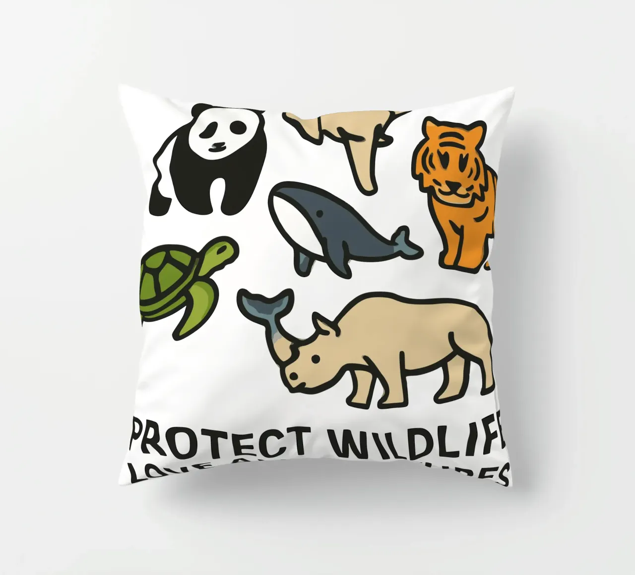 Proteggere la fauna selvatica Amare tutte le creature - Contro gli animali in via di estinzione cuscino da artdesign1985