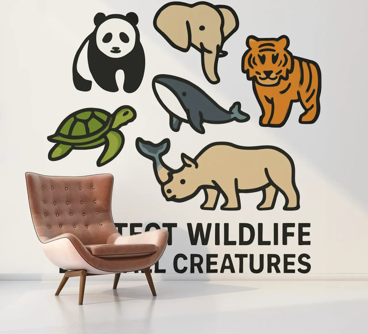 Schutz von Wildtieren Liebe alle Kreaturen - Gefährdete Tiere Cons Fototapete von artdesign1985