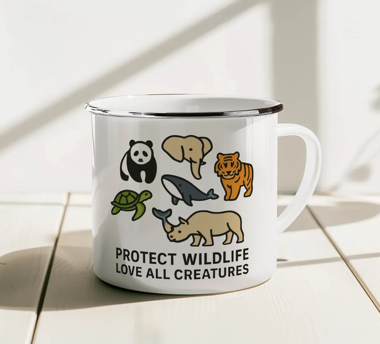 Proteggere la fauna selvatica Amare tutte le creature - Contro gli animali in via di estinzione tazza in smalto da artdesign1985