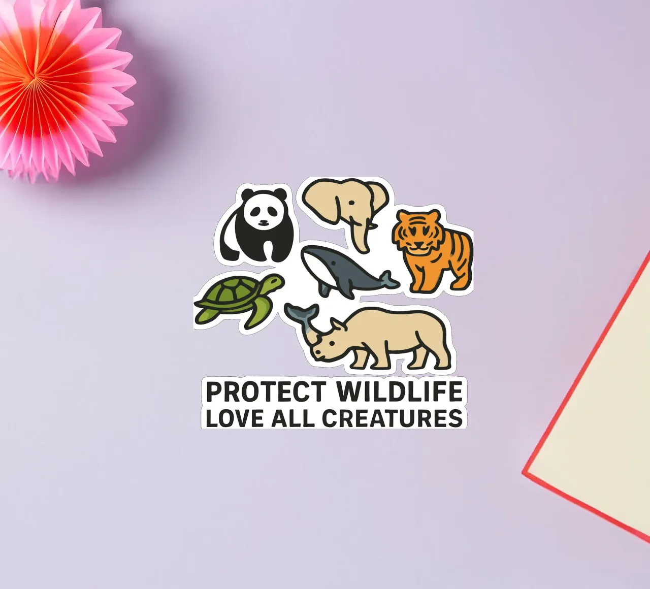 Proteggere la fauna selvatica Amare tutte le creature - Contro gli animali in via di estinzione adesivo da artdesign1985