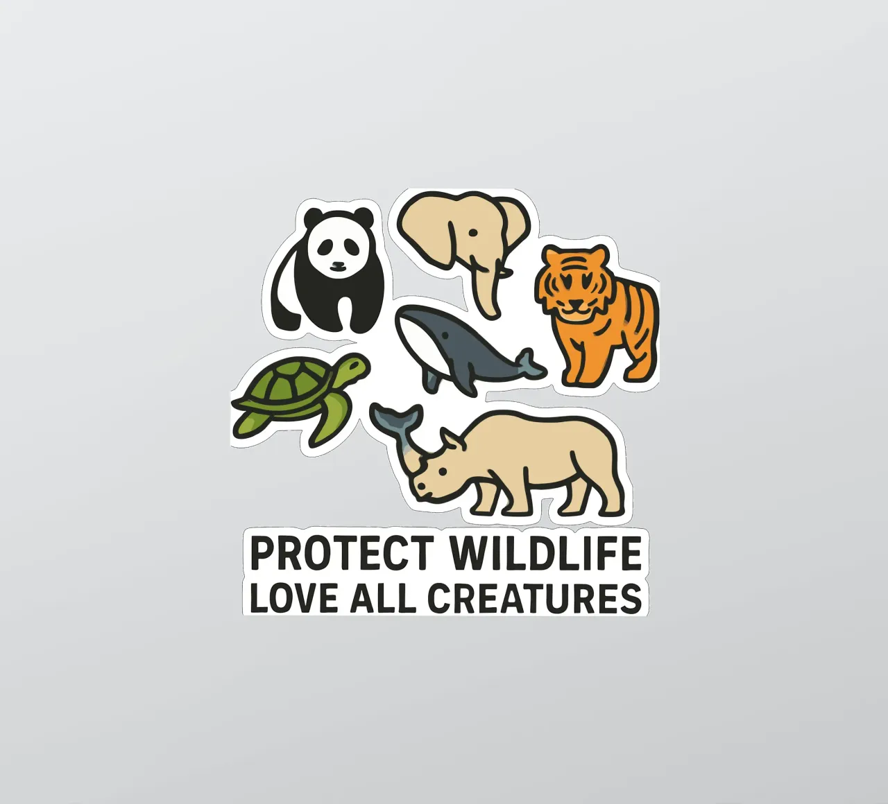 Proteggere la fauna selvatica Amare tutte le creature - Contro gli animali in via di estinzione adesivo da artdesign1985