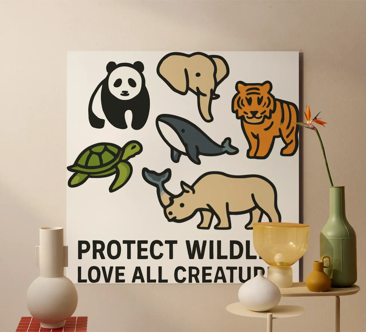 Proteggere la fauna selvatica Amare tutte le creature - Contro gli animali in via di estinzione pannello forex da artdesign1985