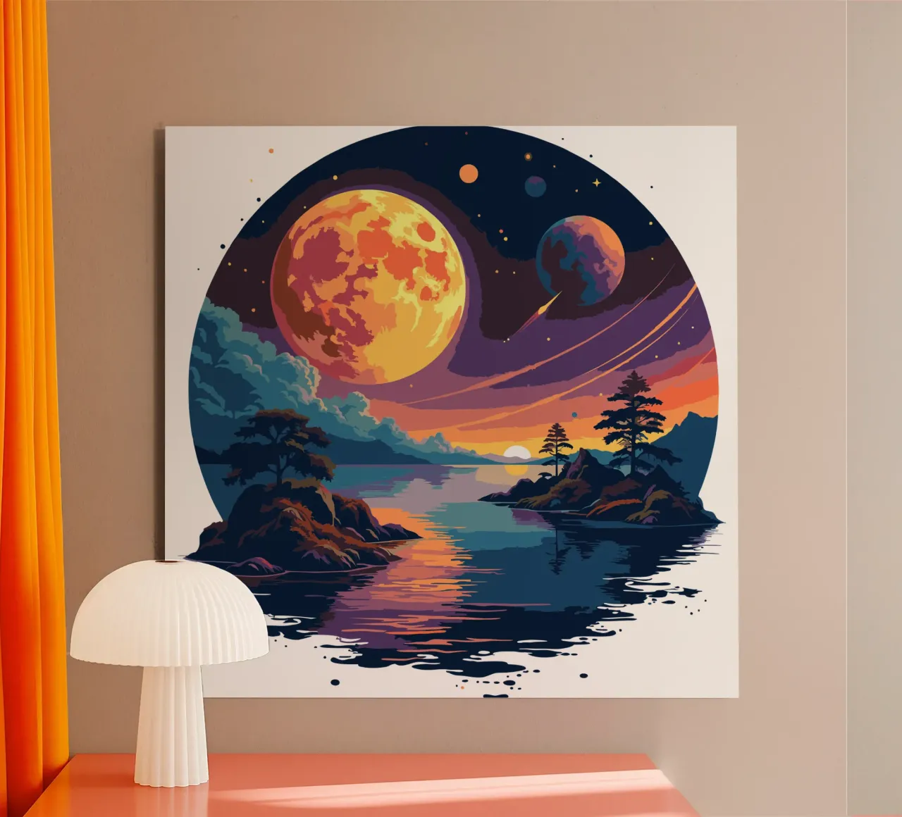 Kosmisch meer met zonsondergang - Landschap buitenaardse planeet | Sci-Fi Fantasy forex-plaat van artdesign1985