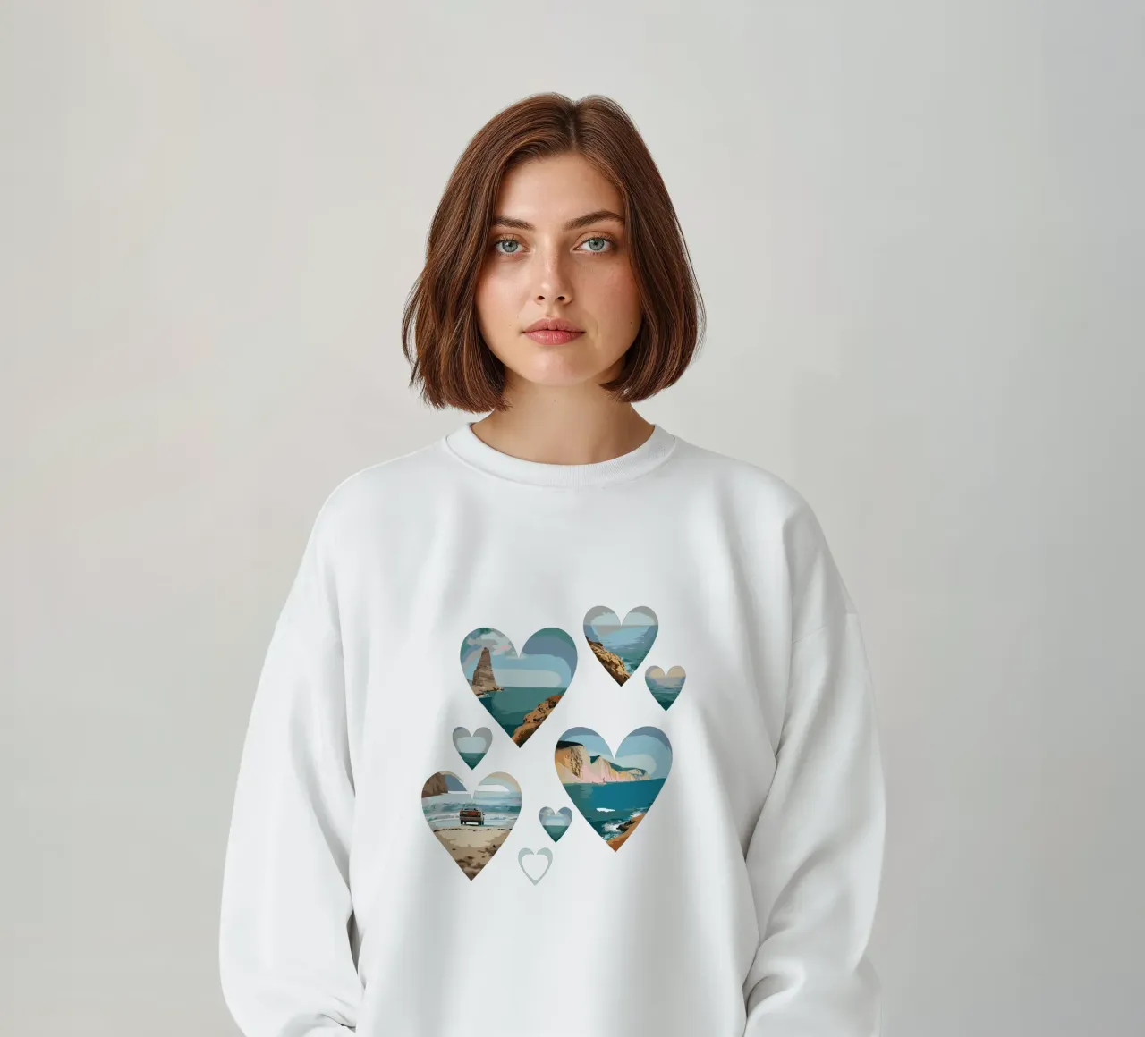 Paesaggi del cuore costiero - Design di scenari da spiaggia con amore per l'oceano felpa da artdesign1985