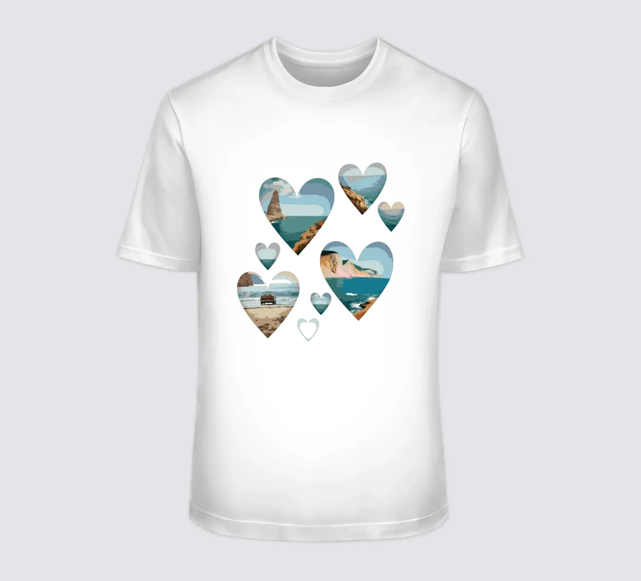Paesaggi del cuore costiero - Design di scenari da spiaggia con amore per l'oceano t-shirt da artdesign1985