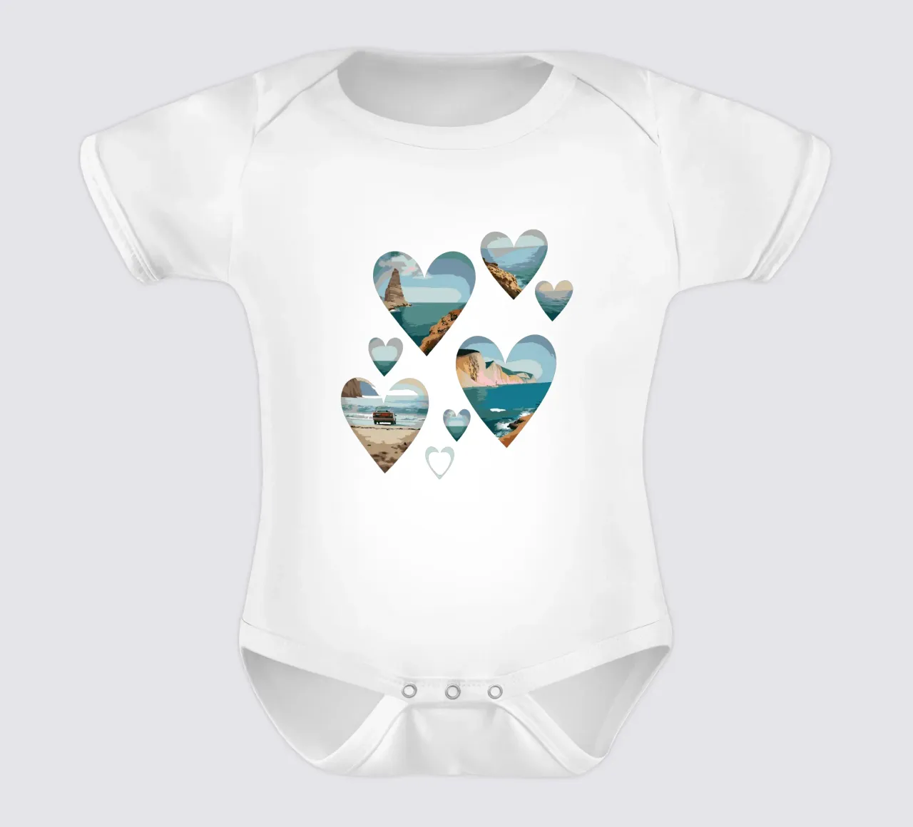 Paesaggi del cuore costiero - Design di scenari da spiaggia con amore per l'oceano body neonato maniche corte da artdesign1985