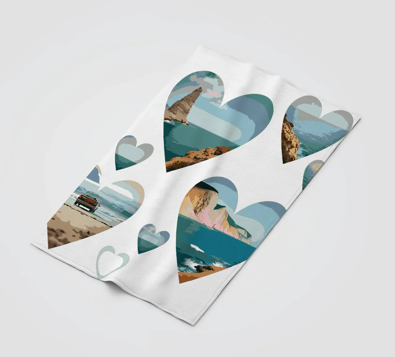 Paesaggi del cuore costiero - Design di scenari da spiaggia con amore per l'oceano coperta in pile da artdesign1985