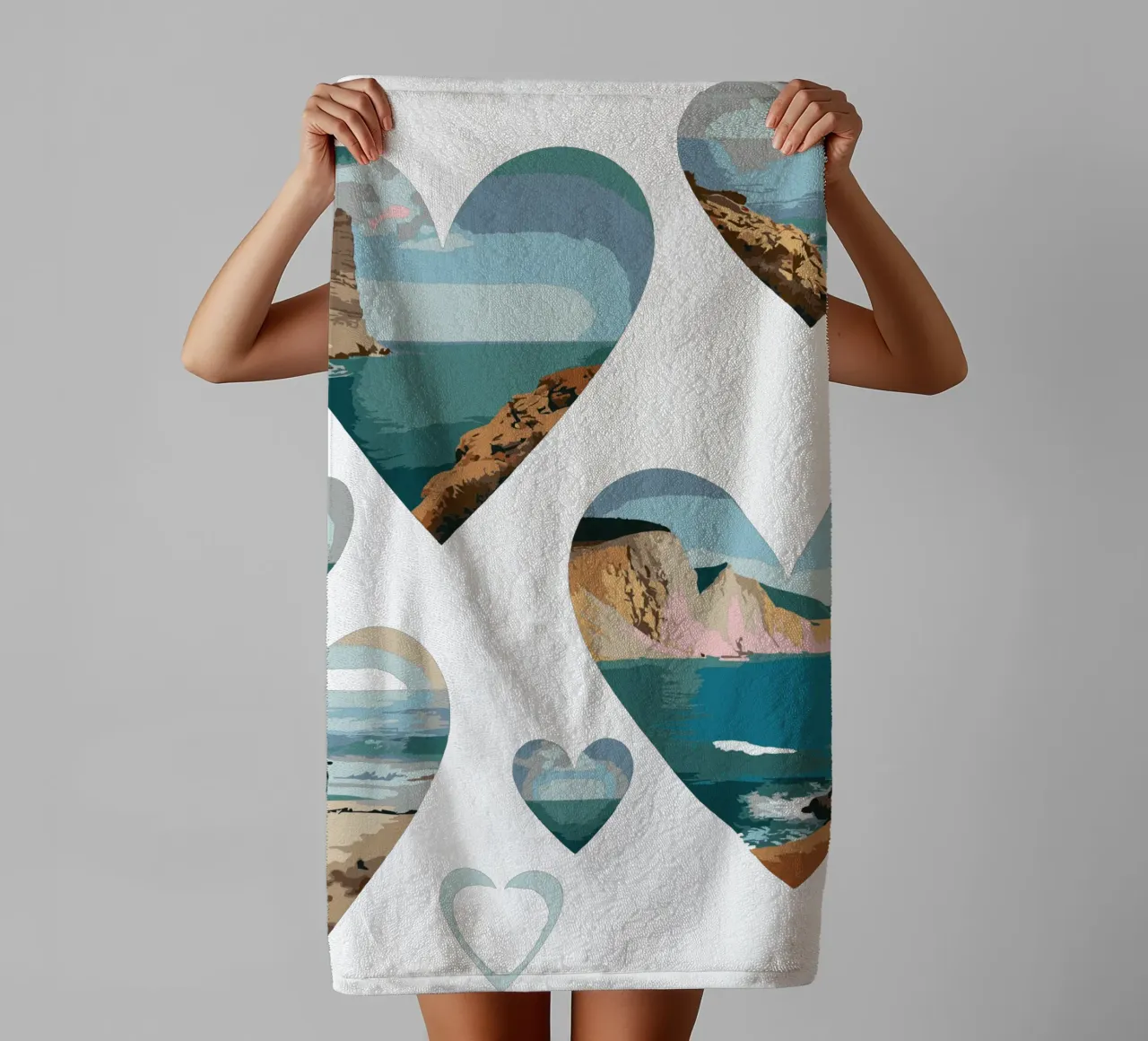 Paesaggi del cuore costiero - Design di scenari da spiaggia con amore per l'oceano asciugamano da bagno da artdesign1985