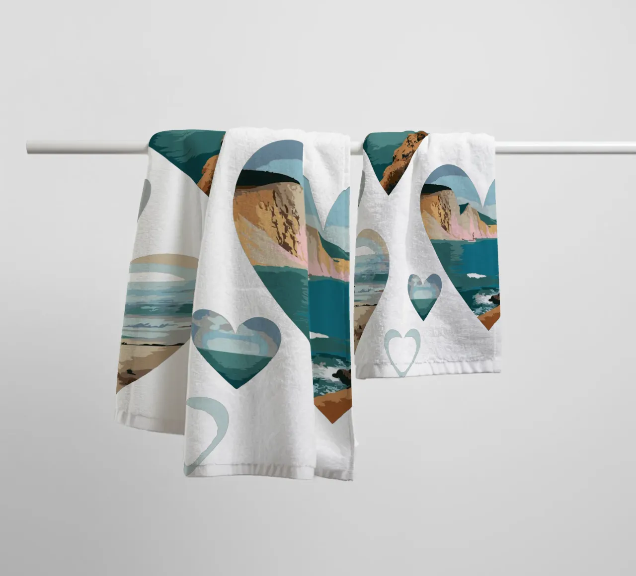 Paesaggi del cuore costiero - Design di scenari da spiaggia con amore per l'oceano asciugamano da bagno da artdesign1985