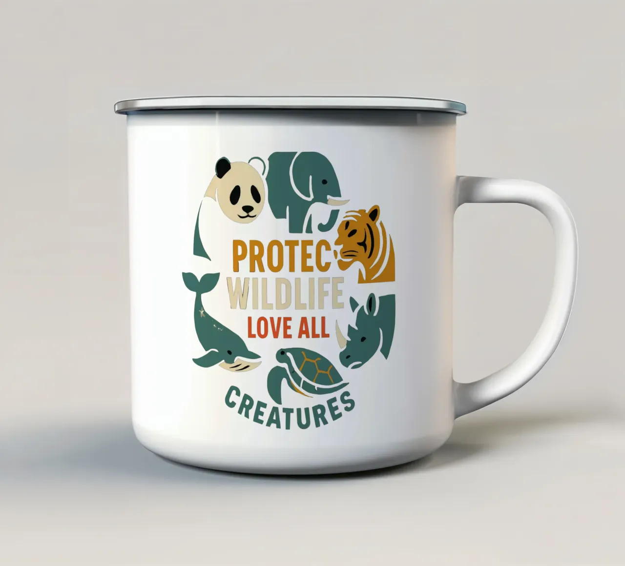Proteggere la fauna selvatica Amare tutte le creature - Circ degli animali in via di estinzione tazza in smalto da artdesign1985