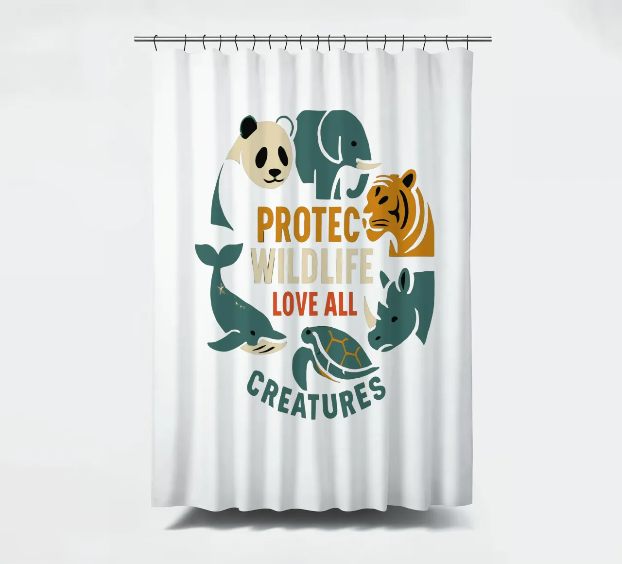 Proteggere la fauna selvatica Amare tutte le creature - Circ degli animali in via di estinzione tenda da doccia da artdesign1985