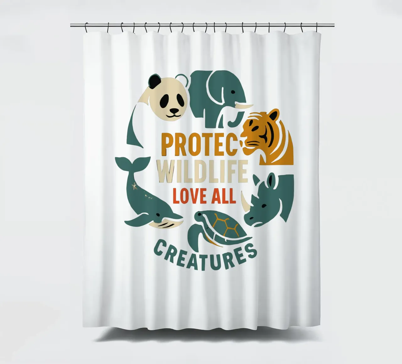 Proteggere la fauna selvatica Amare tutte le creature - Circ degli animali in via di estinzione tenda da doccia da artdesign1985