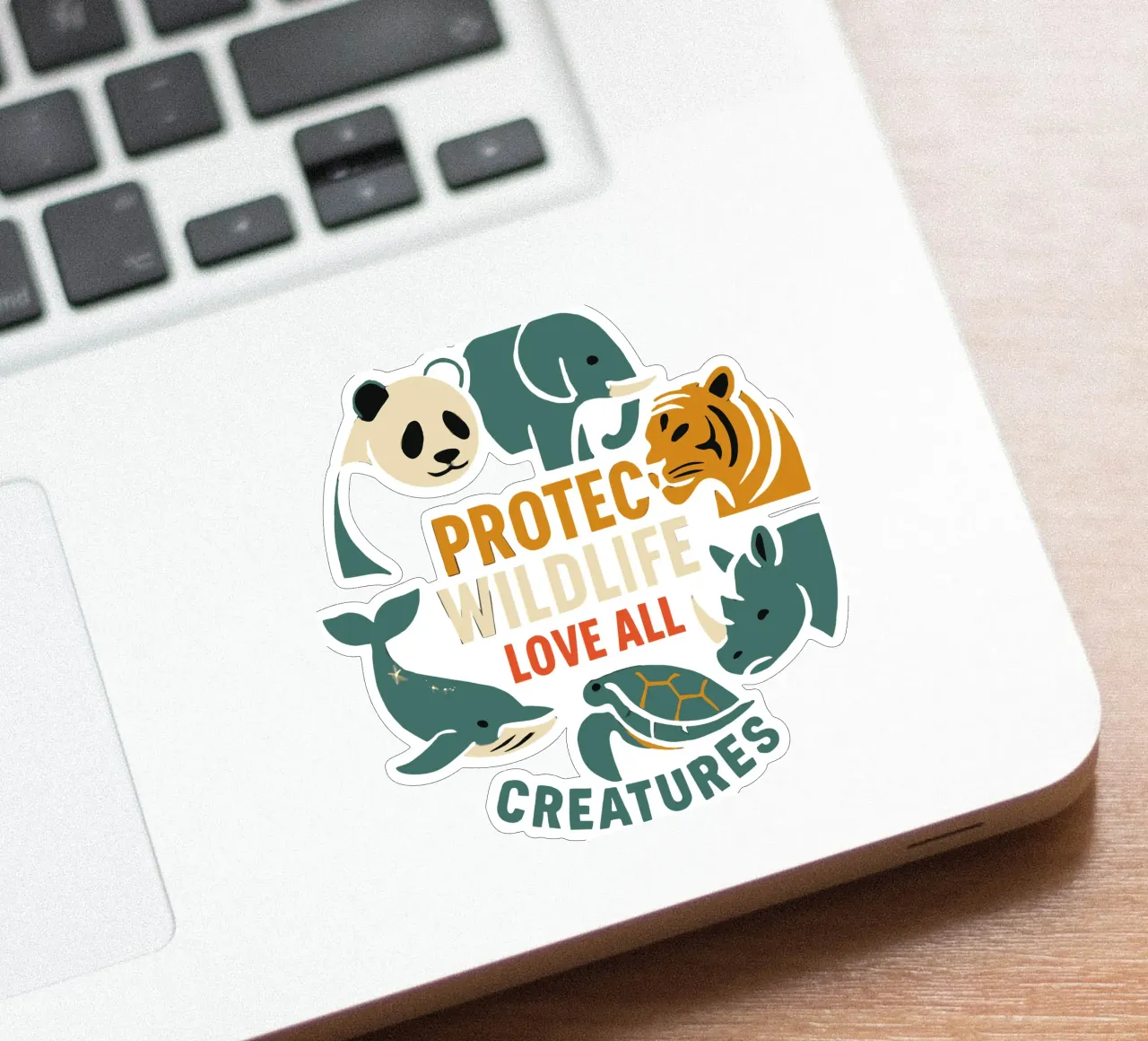 Proteggere la fauna selvatica Amare tutte le creature - Circ degli animali in via di estinzione adesivo da artdesign1985