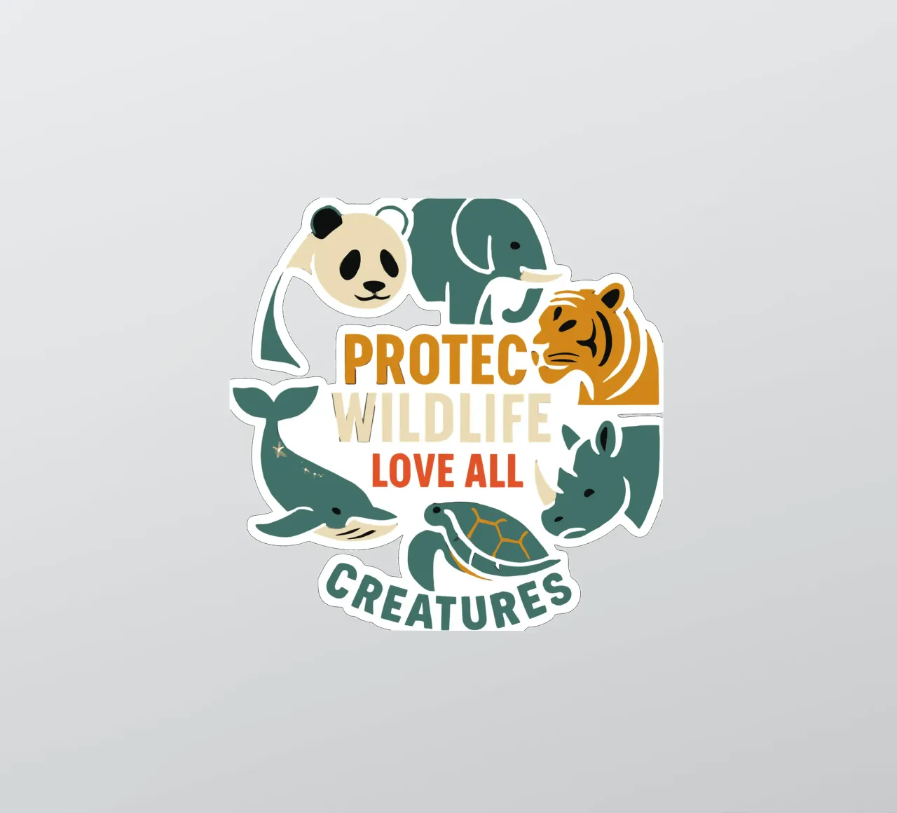 Proteggere la fauna selvatica Amare tutte le creature - Circ degli animali in via di estinzione adesivo da artdesign1985