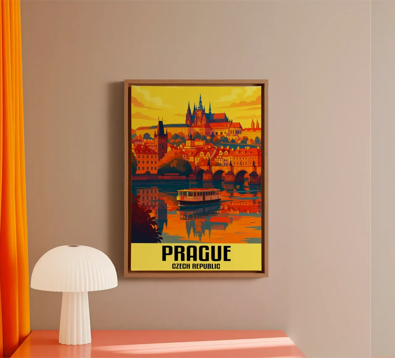 Praag Tsjechië Stad Kunst Verbeelding canvas met Baklijst van oneheart