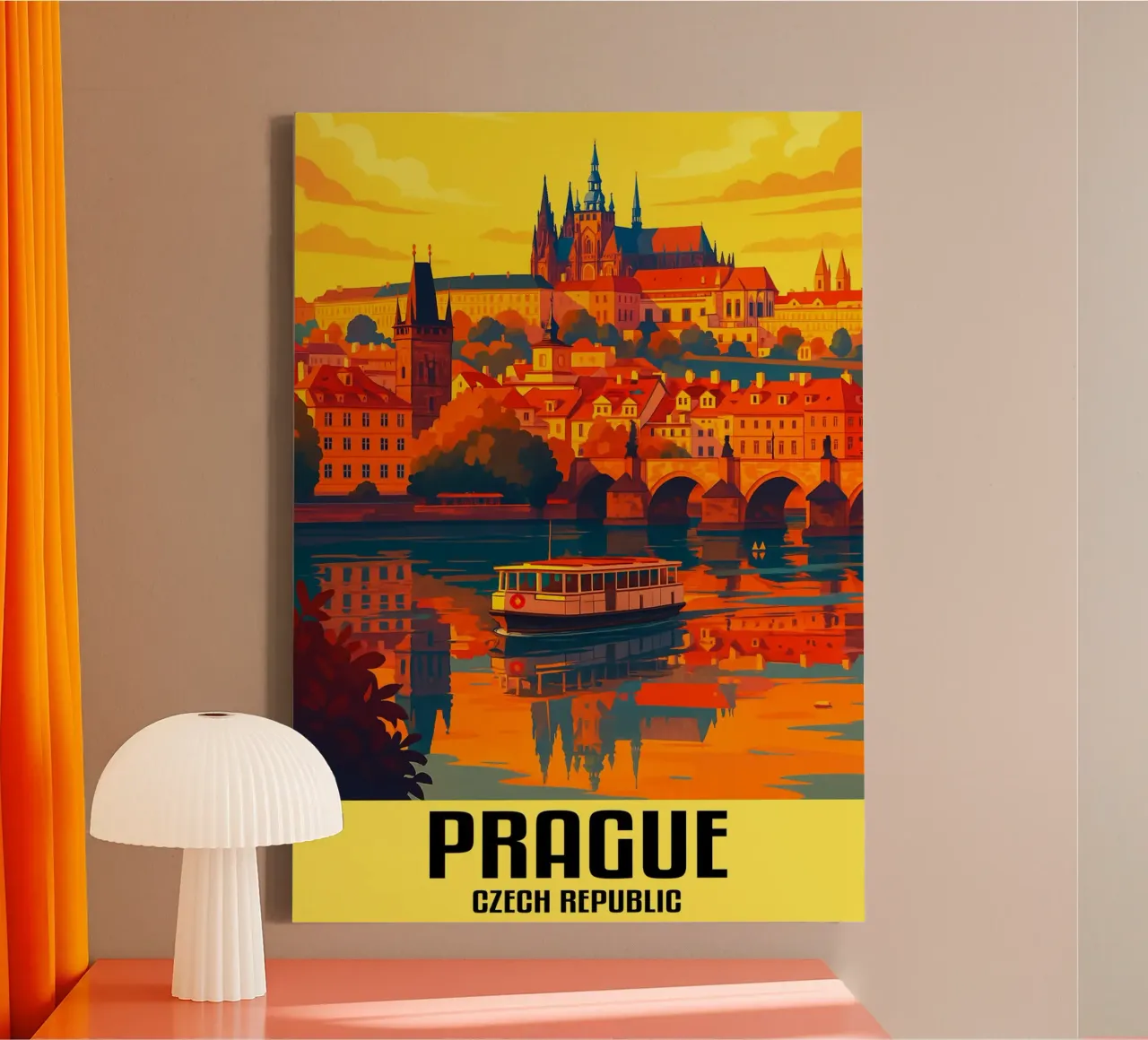 Praag Tsjechië Stad Kunst Verbeelding canvas met Baklijst van oneheart