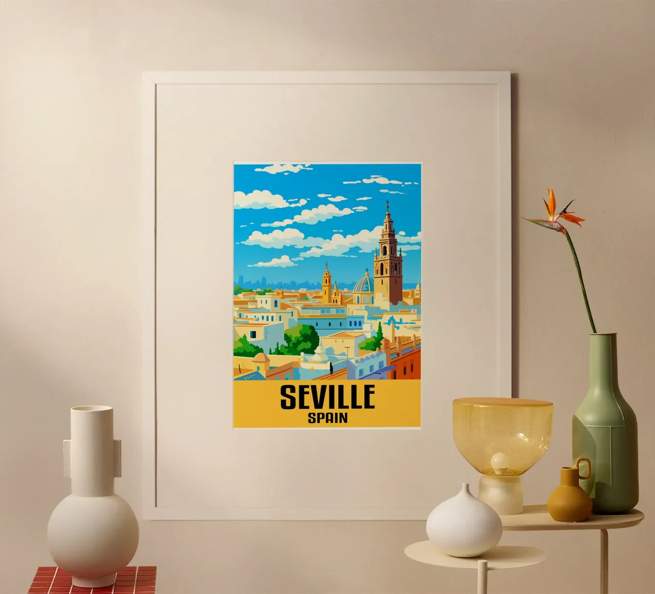 Siviglia Spagna Città d'arte immaginazione poster con telaio in alluminio da oneheart