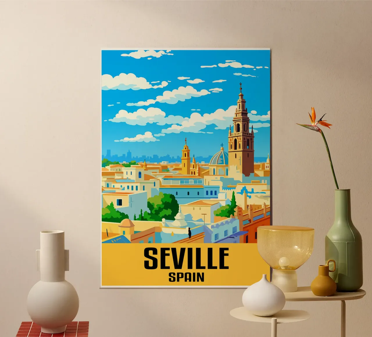 Siviglia Spagna Città d'arte immaginazione poster con telaio in alluminio da oneheart