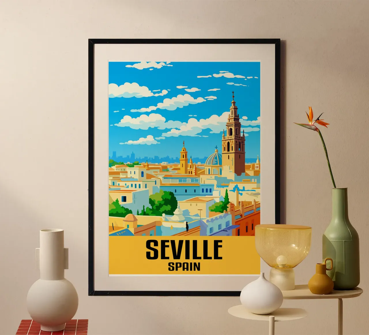 Siviglia Spagna Città d'arte immaginazione poster con telaio in alluminio da oneheart
