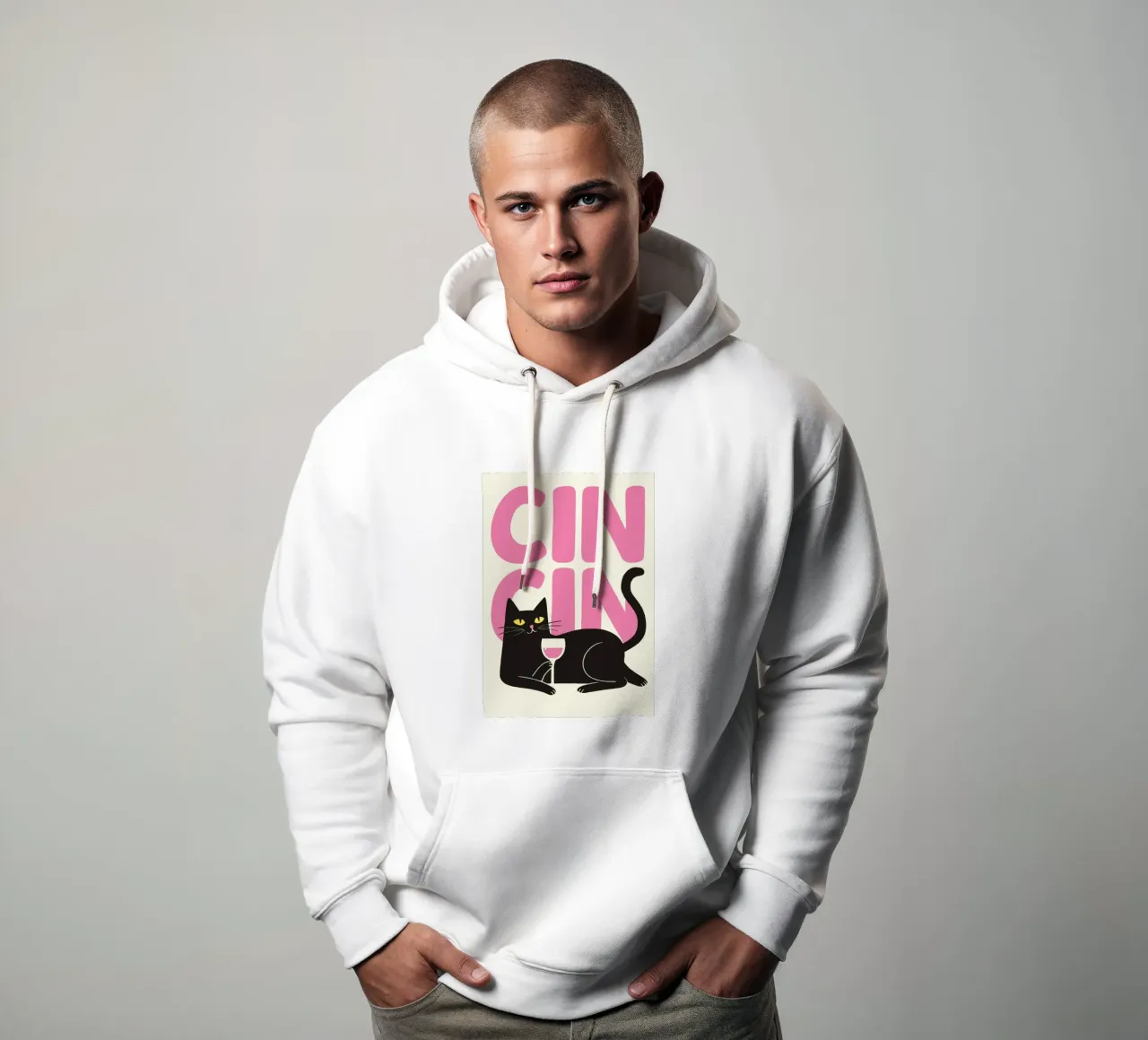 Cin Cin Cat felpa con cappuccio da Attaboy Dsgn