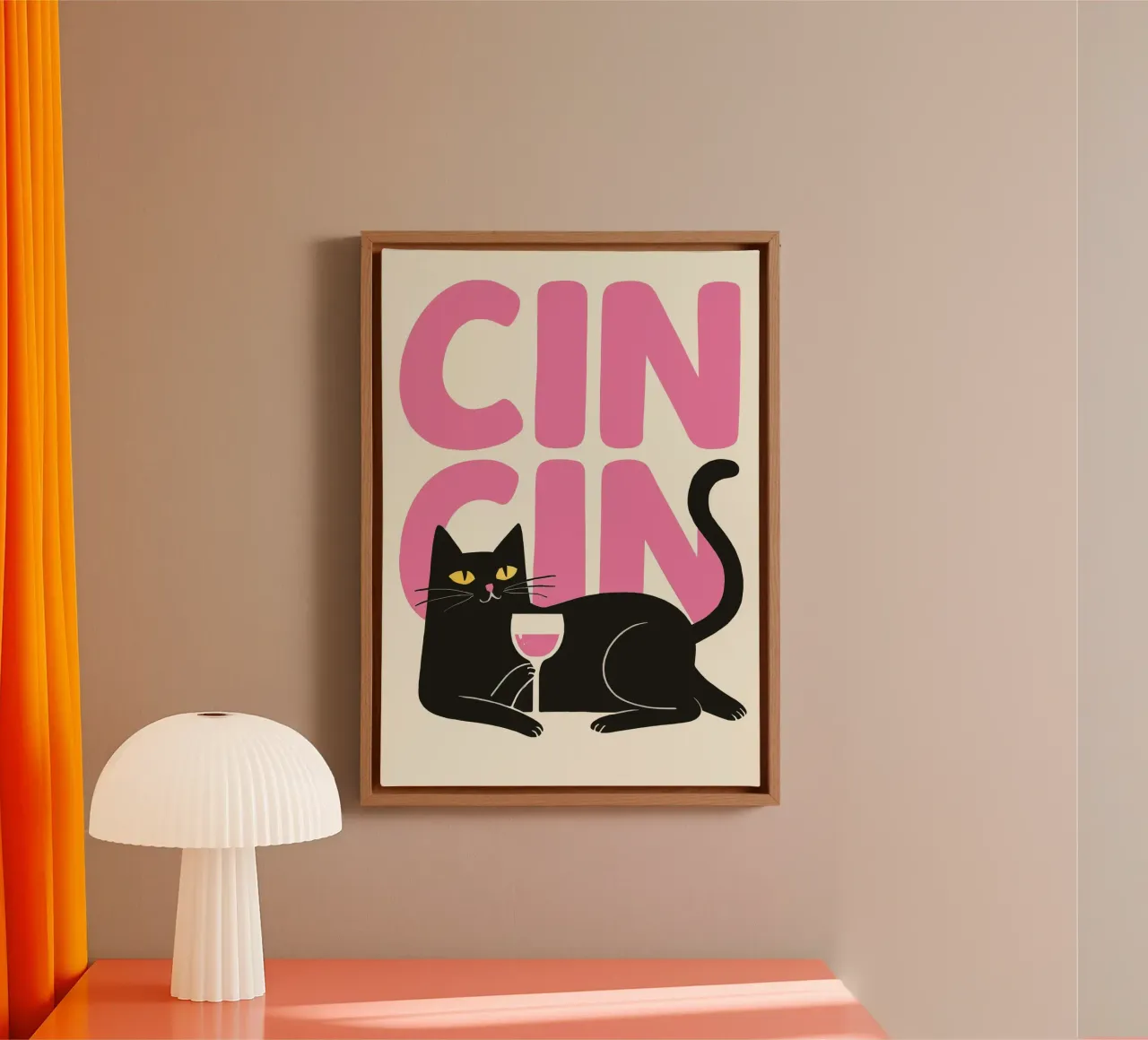 Cin Cin Cat canvas by Attaboy Dsgn