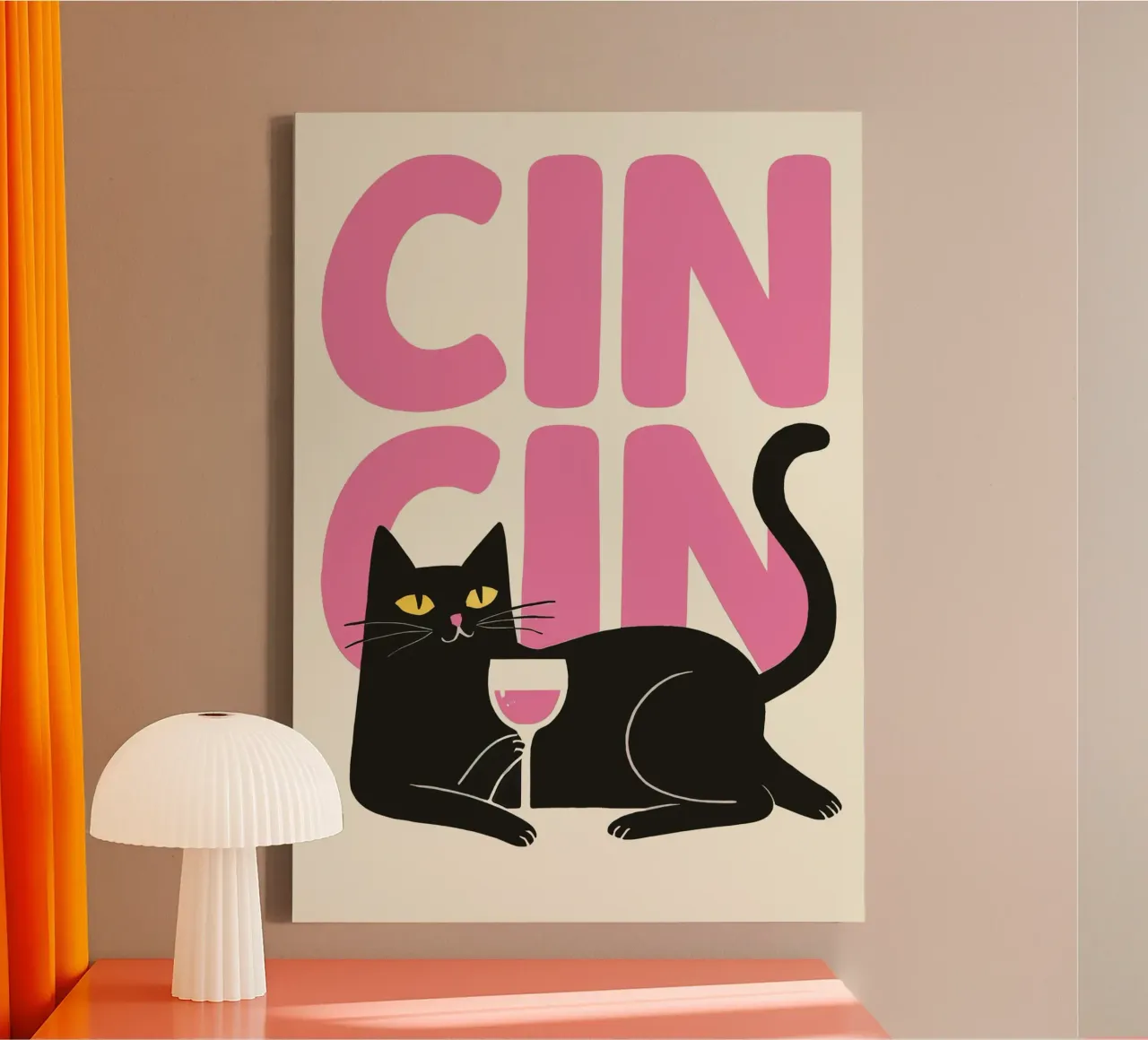 Cin Cin Cat canvas by Attaboy Dsgn