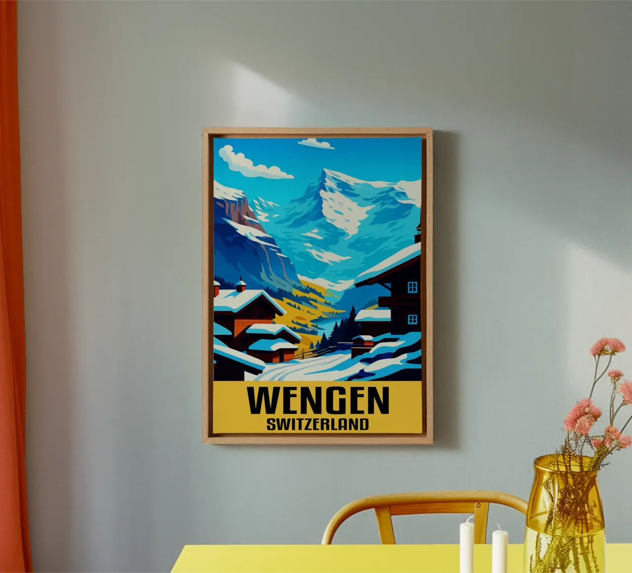 Wengen Zwitserland Stad Kunst Verbeelding canvas met Baklijst van oneheart