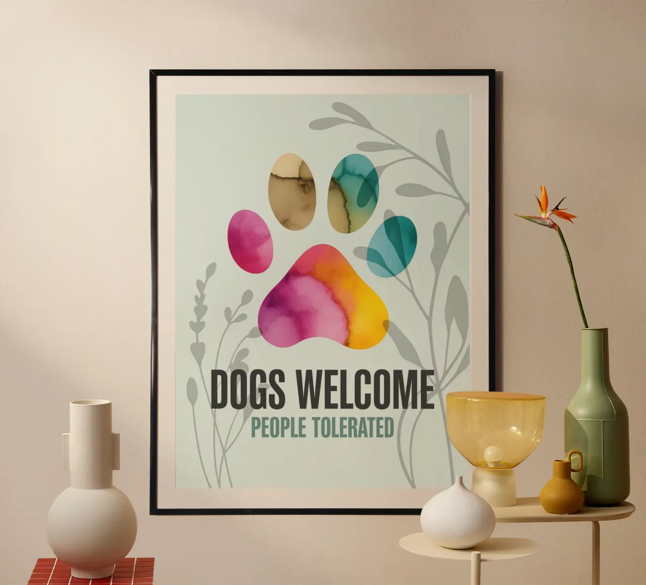 DOGS WELCOME poster with aluminum frame by 20 Farben