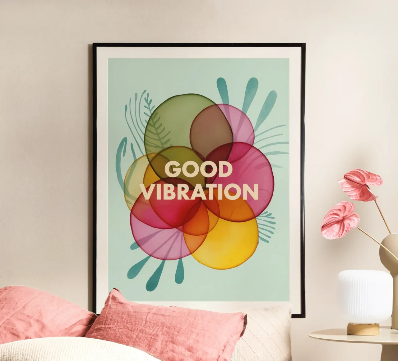 GOOD VIBRATION poster with wooden frame by 20 Farben