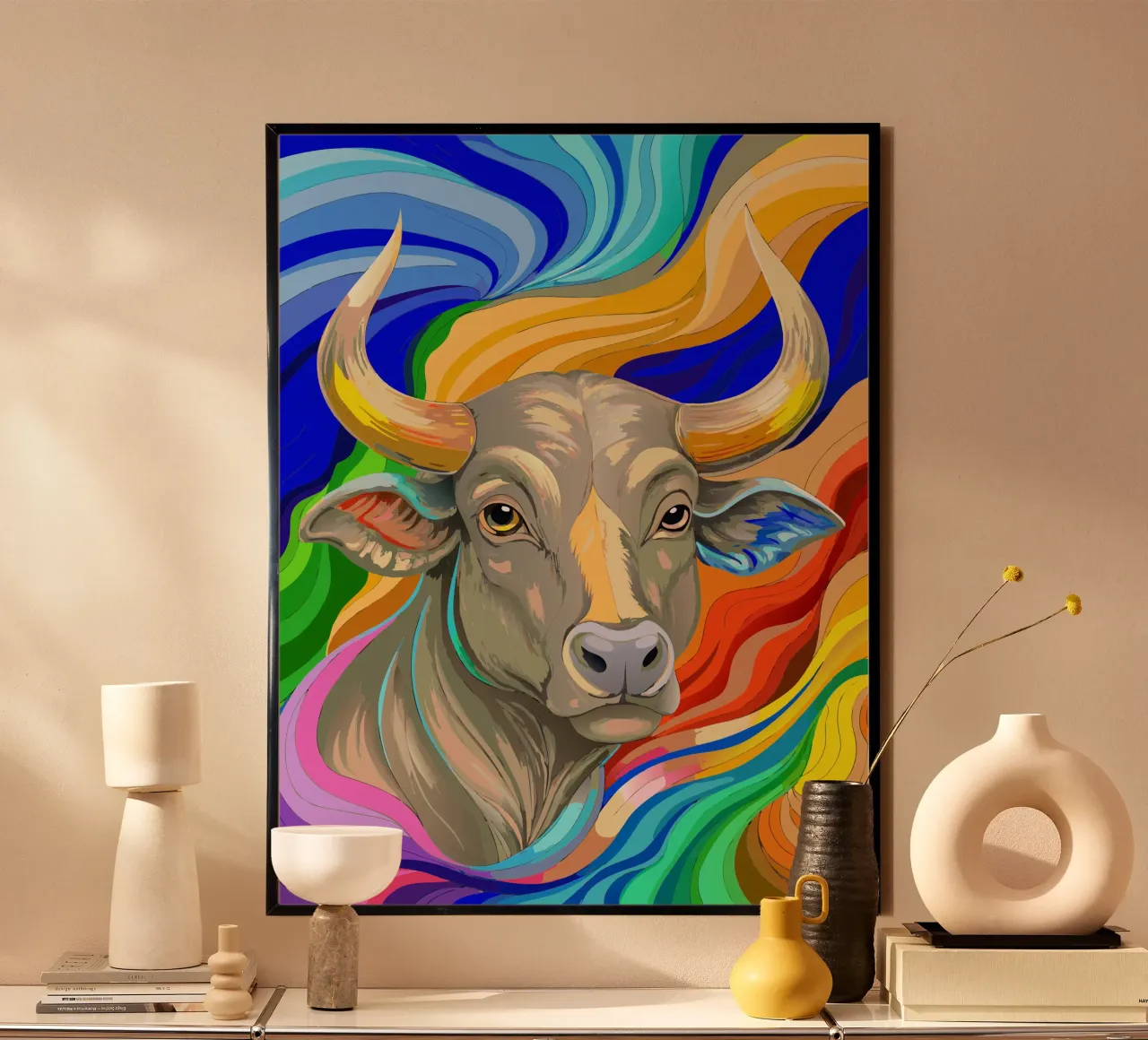 toro vettore fullcolor poster con telaio in legno da onelife